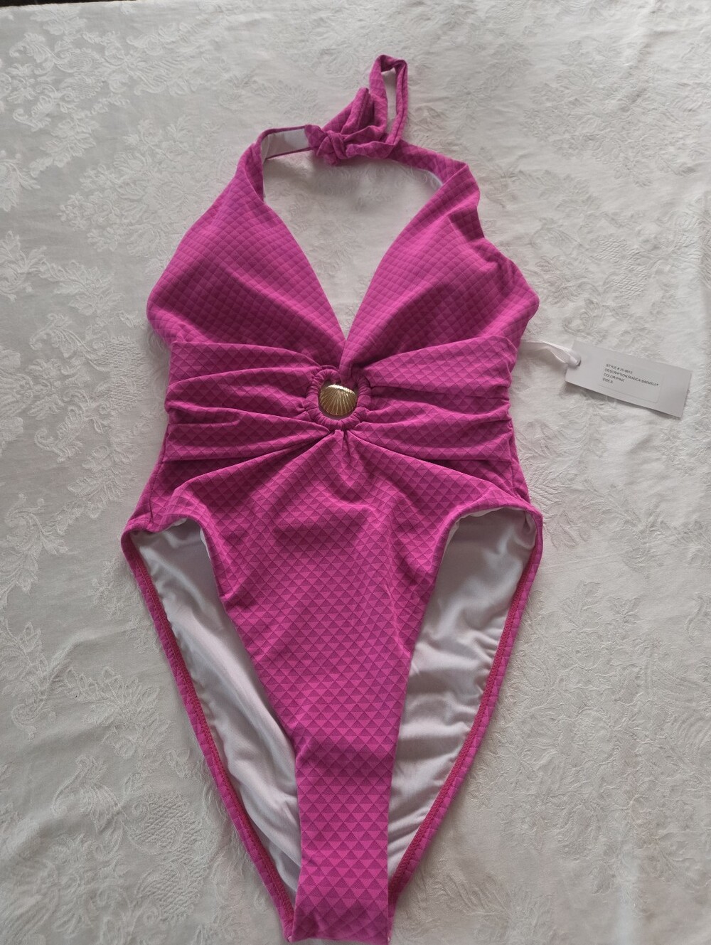 Stunning SEXY Fushia Torn By Ronny Kobo Plunge Swimsuit.  Women's Small